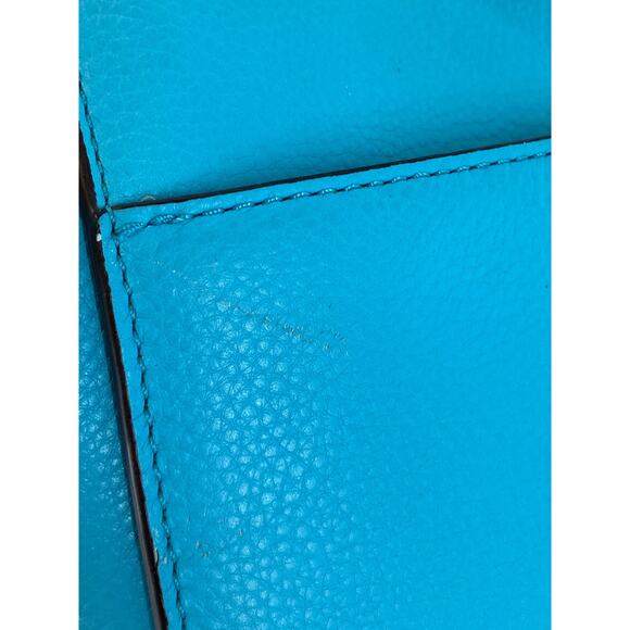 MICHAEL KORS, LARGE BLUE PEBBLED LEATHER HANDBAG - Picture 8 of 16